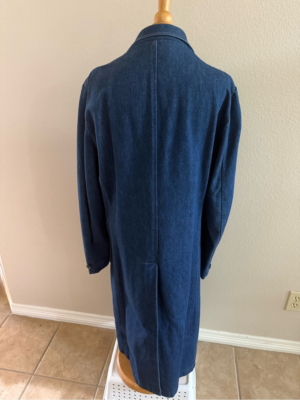 70's Vintage Sedgefield Denim Blue Jean 42R (L) USA Made Full Length Trench Coat - Picture 10 of 10